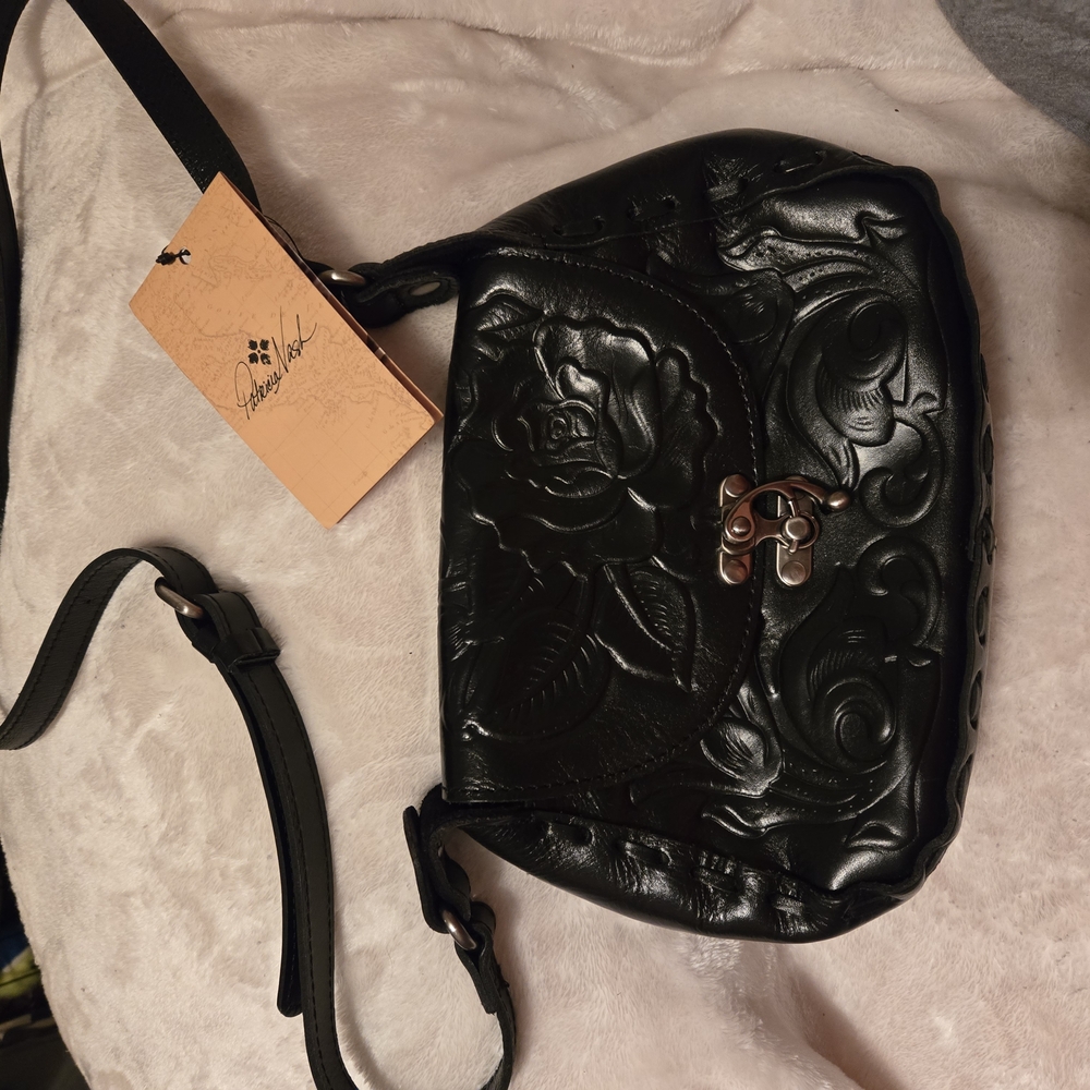 Patricia Nash Black Crossbody Bag with Embossed Design